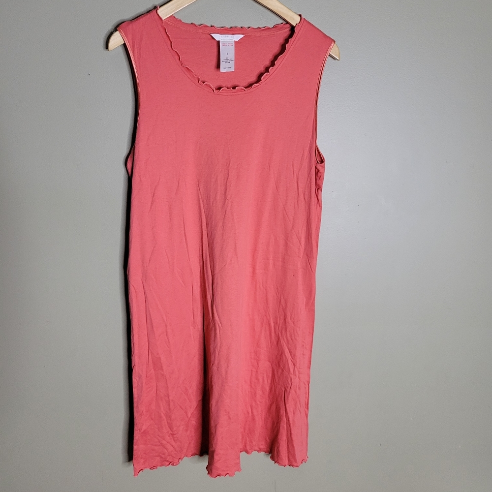 Hanro Of Switzerland Scalloped Neck Cotton Micro Modal Tank Dress Size M Pink